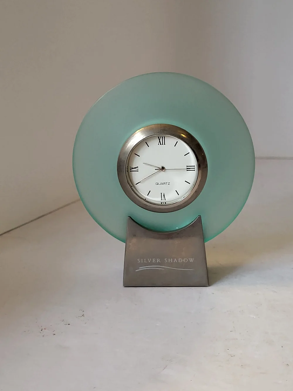 Silver Shadow Seaglass Art Deco Style  Desk Clock - Quartz